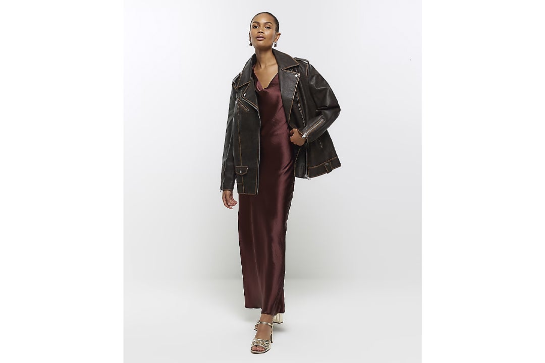 Wet look best sale coat river island